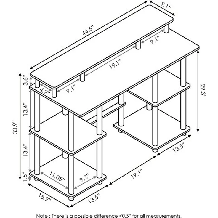 Furinno Computerschreibtisch, 48 x 113 x 86,1 zm – Bild 3