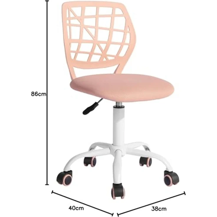 FurnitureR Esszimmer-Drehstühle, 1PC Küchenstuhl, gepolsterter Stuhl, Drehstuhl, bequemer Stuhl mit Rädern, Rückenlehne, armloser Stuhl für Esszimmer, Wohnzimmer, Pfirsich rosa – Bild 3