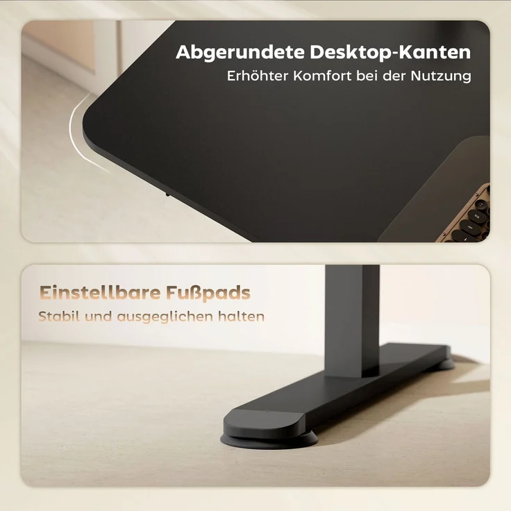 Vinsetto Schreibtisch, Spanplatte, Stahl, Schwarz, 140L x 70B x 72-116H cm – Bild 8