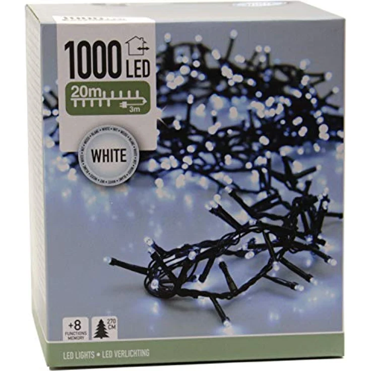 INtrenDU LED-Lichterkette Lichterkette 1000LED kaltweiß 20m, mit itegriertem Timer, Beleuchtungsprogrammen und Memoryfunktion – Bild 2