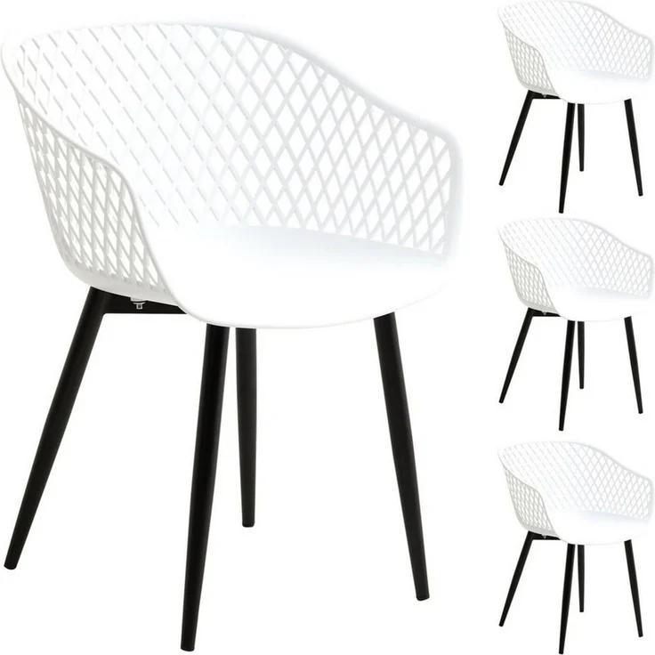 IDIMEX Gartenstuhl MADEIRA (4 St), Outdoor Stühle 4er Set UV-beständig für Indoor & Outdoor Schwarz/Weiß – Bild 2