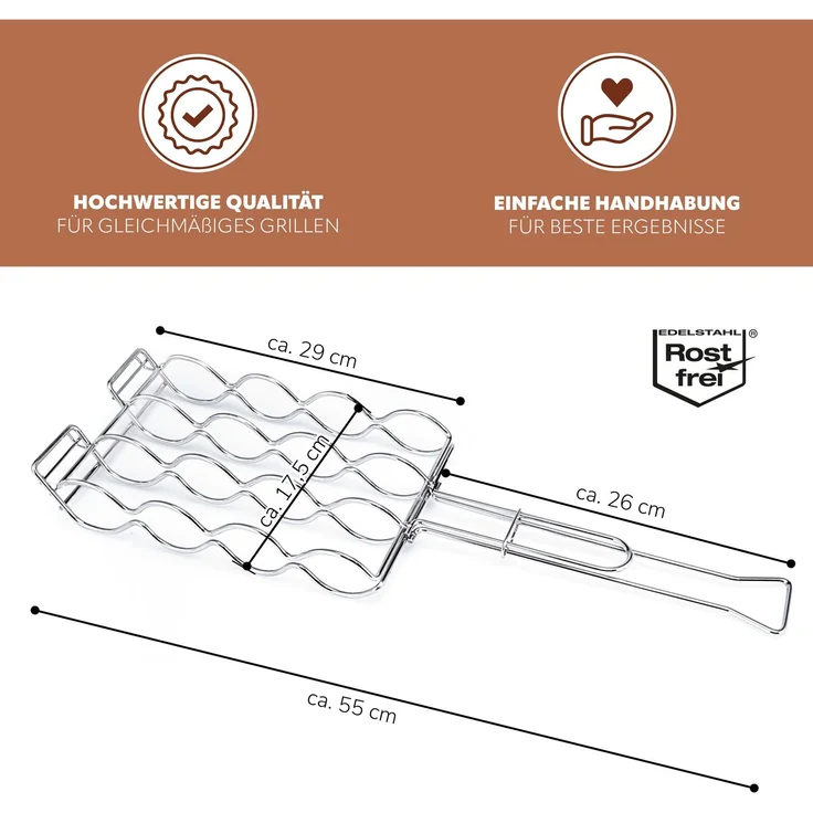 Maiskolben-Grillhalter für 4 Maiskolben / Edelstahl / 3 Größen einstellbar / ca. 55 x 17,5 cm – Bild 7