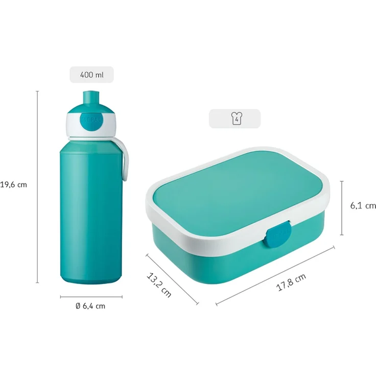 Mepal 'Campus' Lunch-Set mit Pop-up Trinkflasche & Lunch Box, Kunststoff Forest Friends, 400 ml / 750 ml – Bild 5