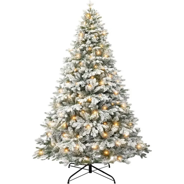 Sinaopus Künstlicher Weihnachtsbaum Künstlicher Weihnachtsbaum mit Beleuchtung, PVC+PE, Christbaum mit LED und Schnee und 800 Zweigen, 180cm/210cm auswählbar