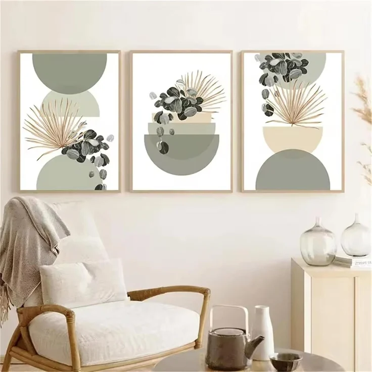 Poster 3teilig Boho grüne Pflanze Wohnzimmer B 50x70cm – Bild 5