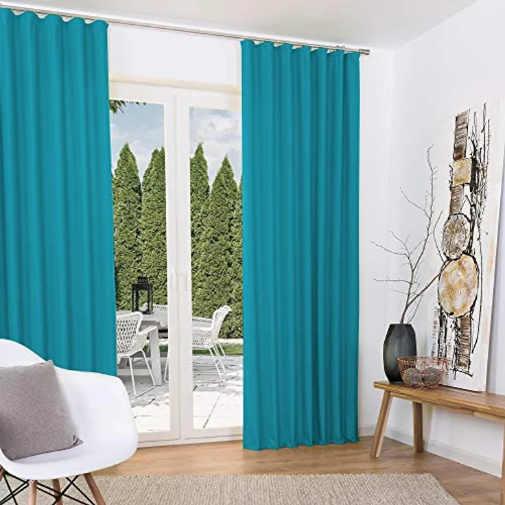 Beautissu Vorhang Amelie Luna, 2er Set Kräuselband Thermogardine 140x245cm – Bild 2