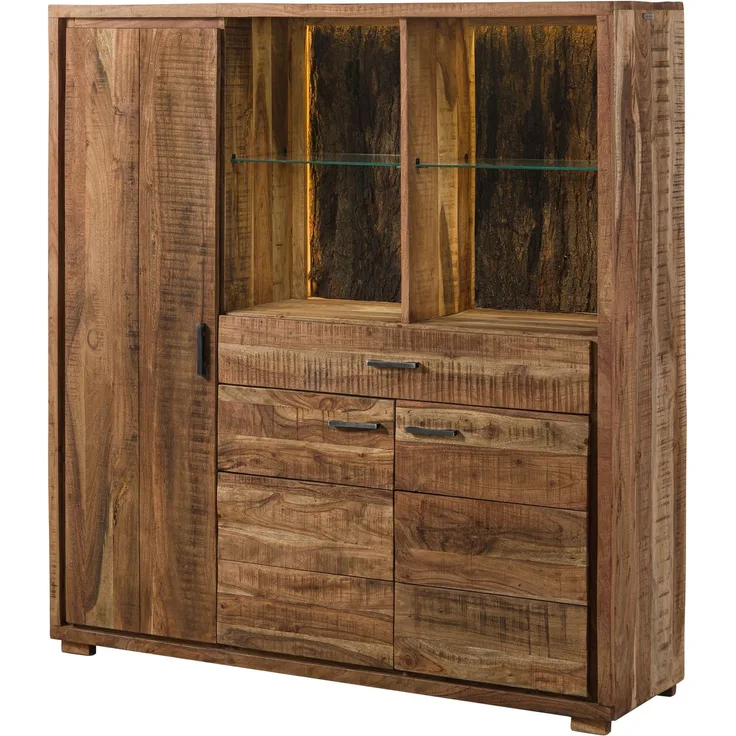 Highboard Akazie 140x40x150 natur lackiert BARK #115