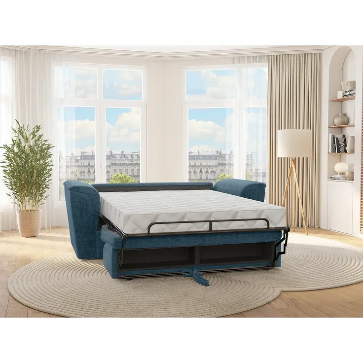 Vente-unique - RIZORA Sofa Stoff Blau - B 223 cm96 cm x H 95 cm x L 210 cm – Bild 2