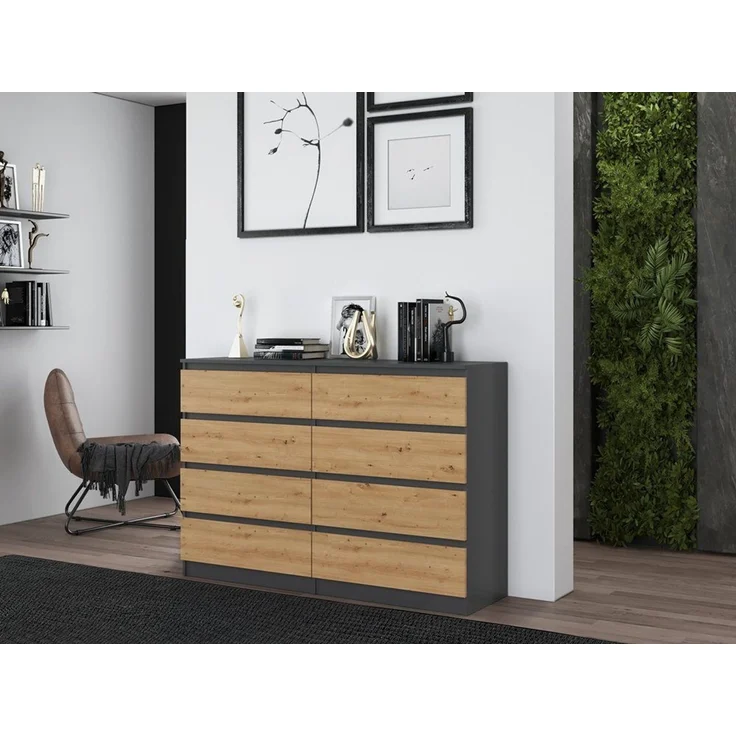 ibonto HOCHKOMMODE ANTHRAZIT / ARTISAN EICHE 40x1138x97cm (H 97 x T 40 x B 138 cm) – Bild 6