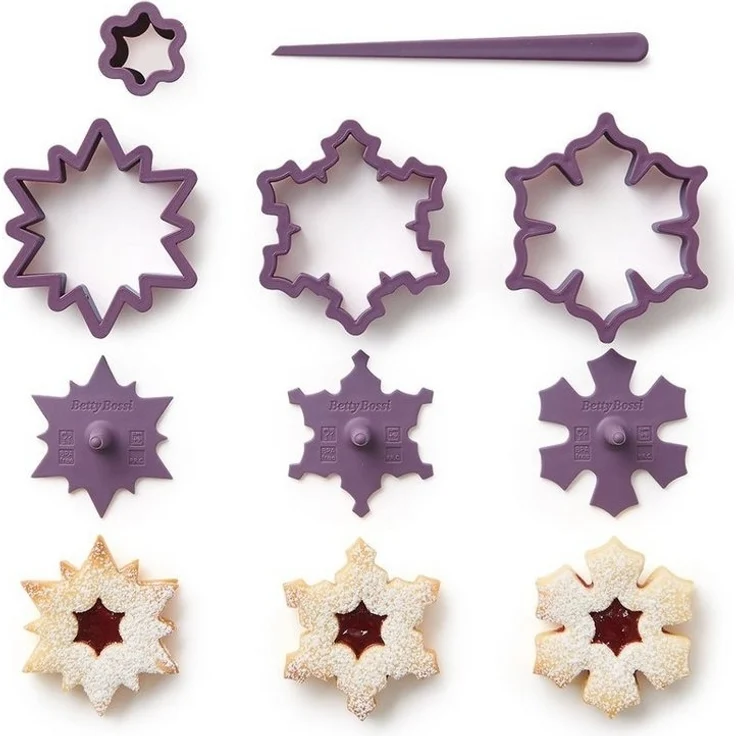 Betty Bossi Ausstechform Plätzchen Ausstecher für Spitzbuben in Schneeflockenform - 3er-Set, Kunststoff, (Set, 8-St), für Kekse und Plätzchen – Bild 1