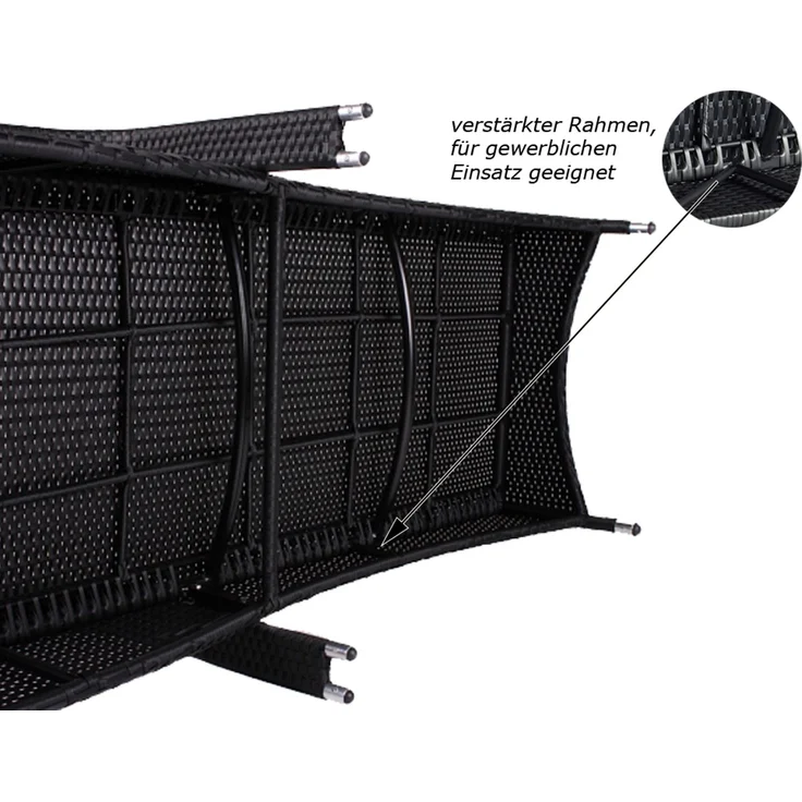 Sonnenliege Imola 5 Sterne Premium Liege aus Polyrattan mit verstellbarer Rückenlehne, inkl. Auflage wie abgebildet, Liegenfarbe Schwarz – Bild 5