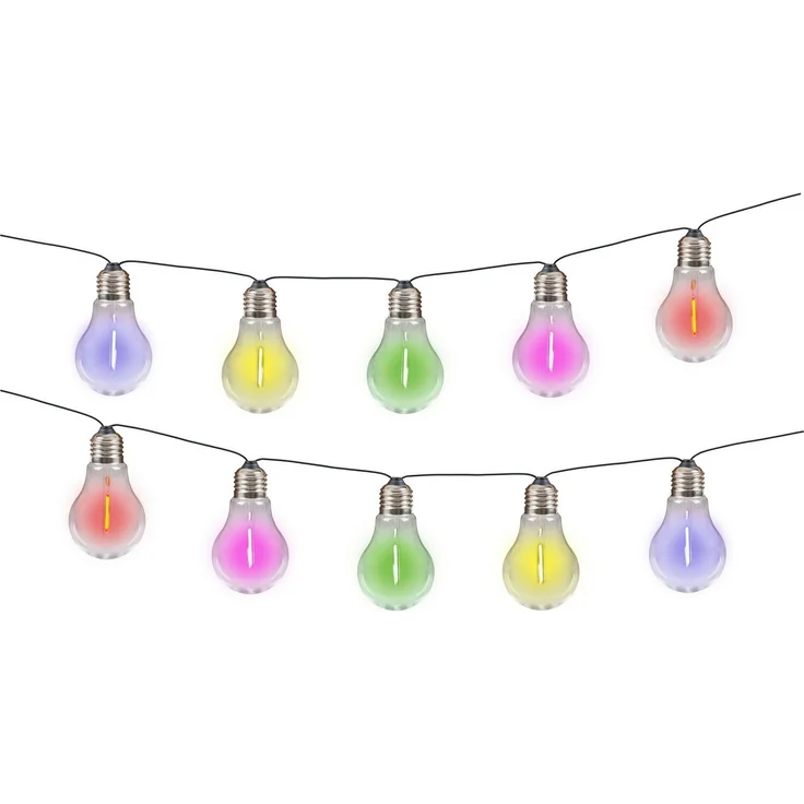 näve LED-Lichterkette Linda, 10-flammig, Solar, 10 Glühbirnen klar, RGB-LED, Dämmerungssensor, Zuleitung 180cm – Bild 2