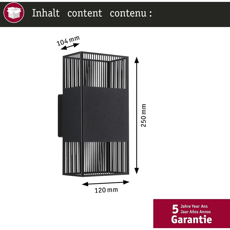 Paulmann 71251 LED Wandleuchte Tharin Schwarz 3000K IP44 – Bild 5