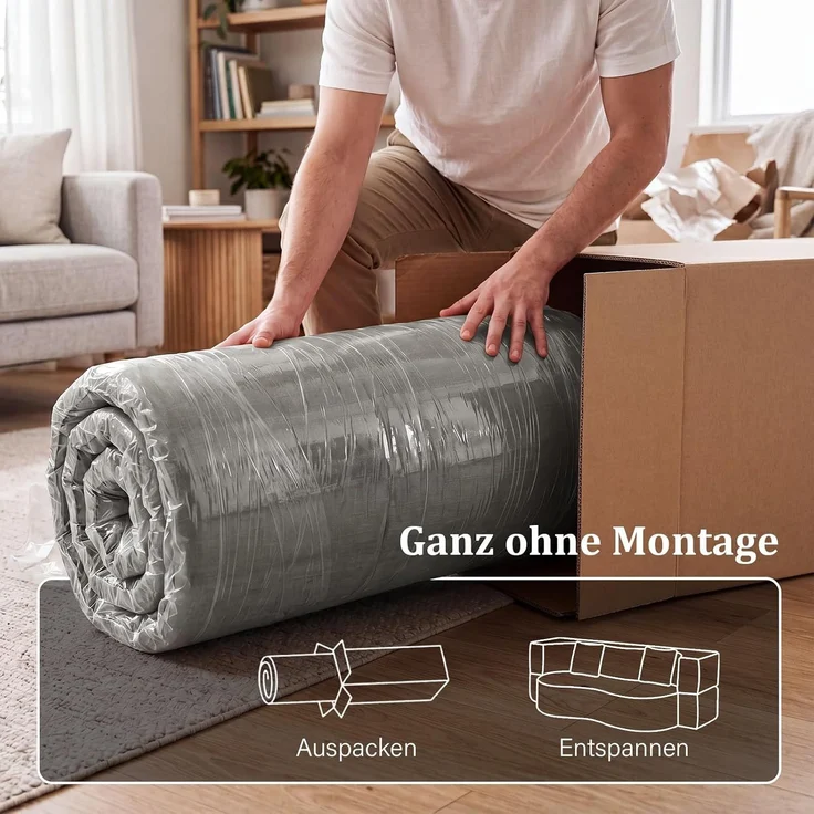 Aoxun Faltbares 3-Sitzer Gästebett & Schlafsofa, 200 cm breites XXL Bett in Orange – Bequeme Klappcouch für Wohnzimmer, Schlafzimmer als Lounge oder Gästebett,Grau – Bild 8