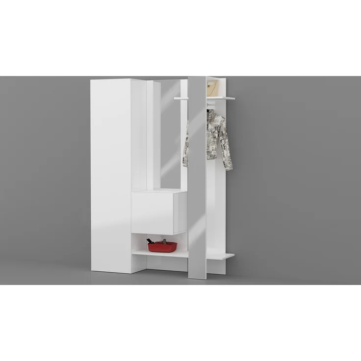 Kompaktgarderobe >Anzio< in Weiß Hochglanz - 140x191x35cm (BxHxT) – Bild 5
