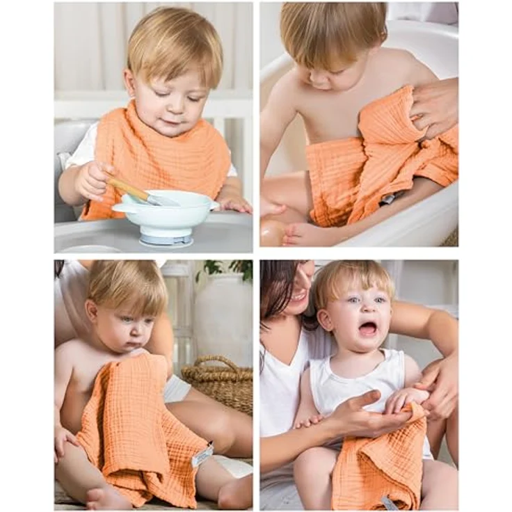 Laynenburg Spucktuch Baby 10er-Set in 30x50cm aus extra weichem Musselin - 100% Baumwolle, Musselin-tücher als Mulltücher, Mullwindeln oder Stoffwindeln – Bild 4