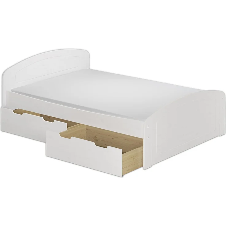 Doppelbett 3 Bettkasten 200x200 Seniorenbett Ehebett Massivholz Kiefer Zubehör wählbar V-60.50-20W Federleisten und Matratze – Bild 6