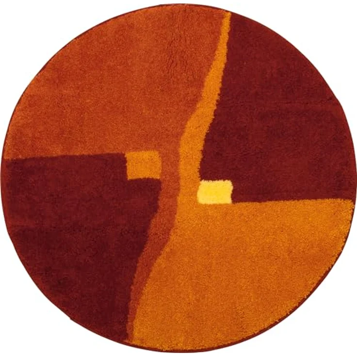 Erwin Müller Badematte Athen, rutschhemmender Badteppich in Terra, rund 90 cm Ø, kuscheliger Hochflor, für Fußbodenheizung geeignet – Bild 1