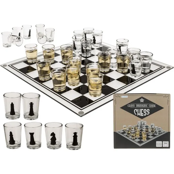 Out of the Blue Glas-Trinkspiel, Schach, mit 32 Gläsern
