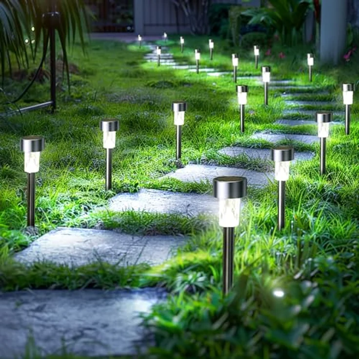 GIGALUMI Solarlampen für außen, Solarleuchten für Garten, 24 Stück, wasserdichte Solar Gartenleuchten für außen Garten, Balkon, Terrasse, Rasen, Wege (kaltweißen) – Bild 3