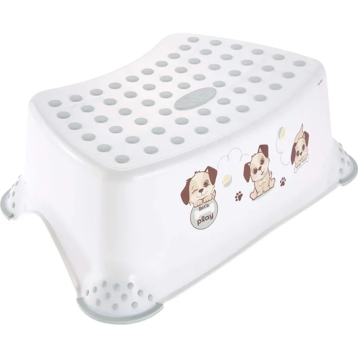 keeeper Tomek Tritthocker Dog, Ab ca. 3 bis ca. 14 Jahre, Anti-Rutsch-Funktion, Design: Hund, Weiß