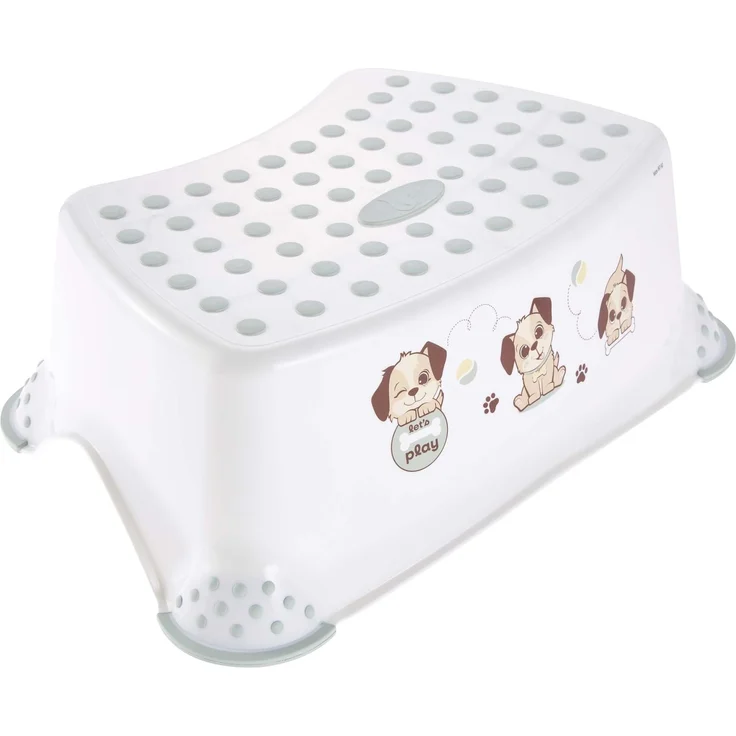 keeeper Tomek Tritthocker Dog, Ab ca. 3 bis ca. 14 Jahre, Anti-Rutsch-Funktion, Design: Hund, Weiß