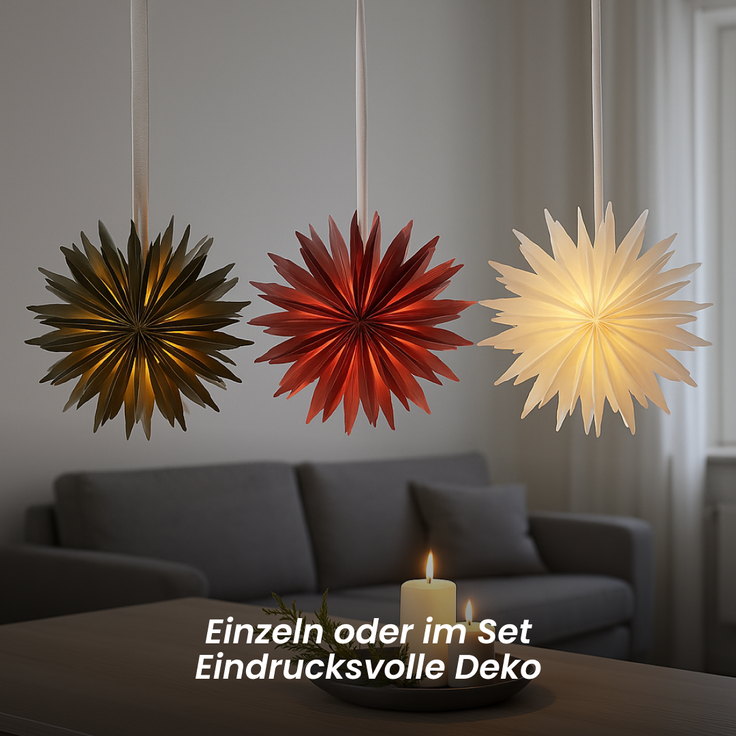 Star - Papierstern Dis Grün 40 cm - stilvoller halbtransparenter Weihnachtsstern für Innen, perfekt für Fenster & Wand – Bild 7