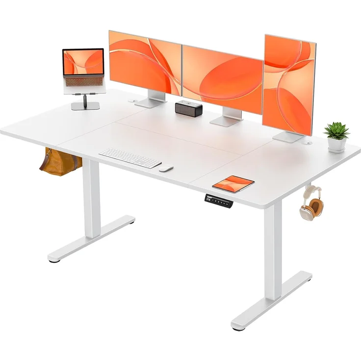 ErGear Elektrisch Höhenverstellbarer Schreibtisch 160x80 cm, Schreibtisch Höhenverstellbar mit 4 Memory-Funktion, Gaming Tisch mit Vierteilige Tischplatte – Bild 1