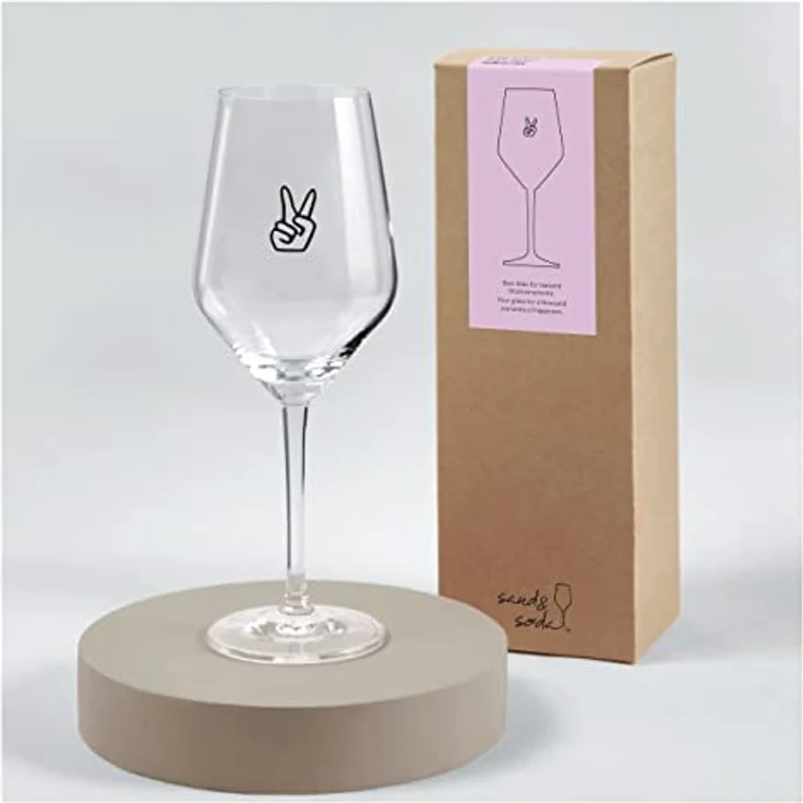 Sand & Soda 9500008 Modernes Weinglas mit trendigem Motiv Peace, Geschenkbox – Made in Germany – Bild 4