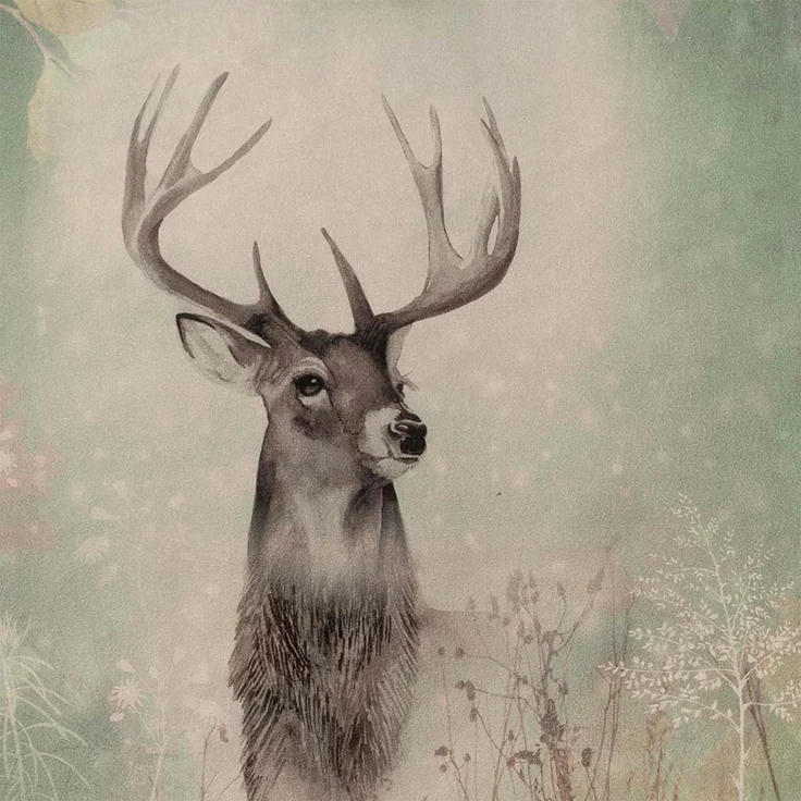 Estella Kuschel Flanell Bettwäsche 155x220 Wilbur moos grün Hirsch Herbst 4444-500 – Bild 5