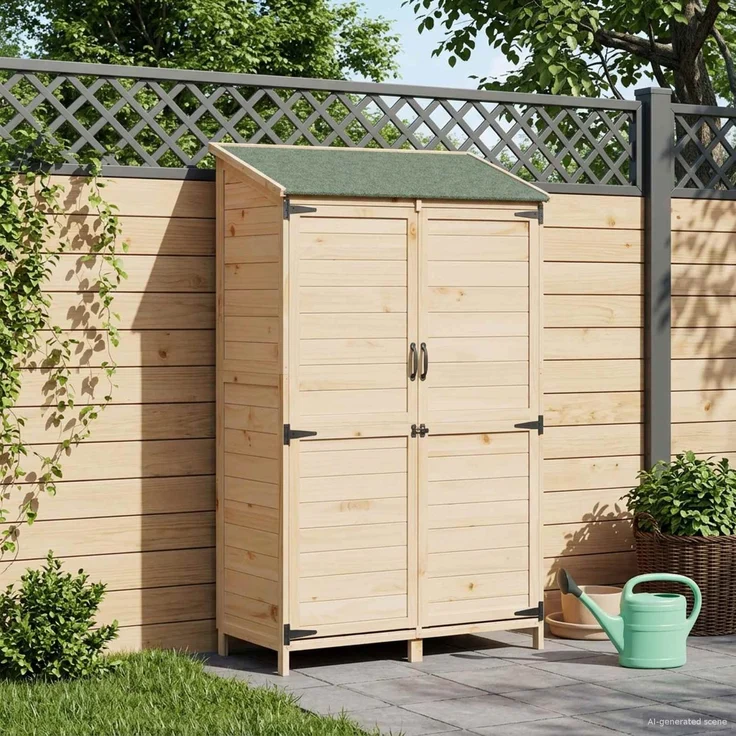 vidaXL Gartenschuppen Natur 106,5 x 56 x 176 cm Massivholz aus Fichte 42033448 – Bild 1