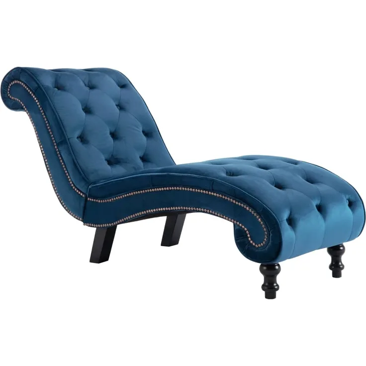 vidaXL Chaiselongue Blau Samt 248608