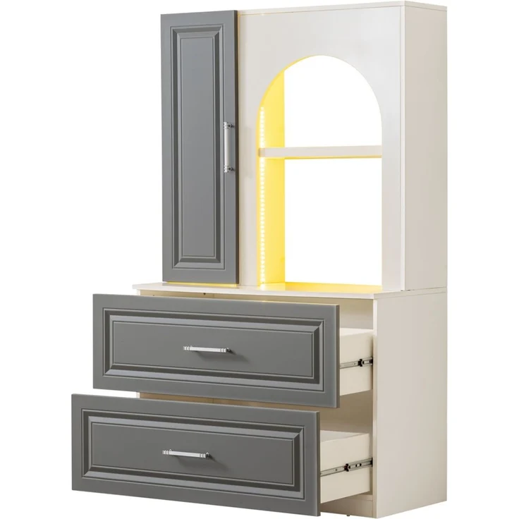 Skye Decor 'Valencia Solo - White, Anthracite' Kaffeebar-Schrank, Weiß / Anthrazit, 107 x 182 x 50 cm – Bild 5