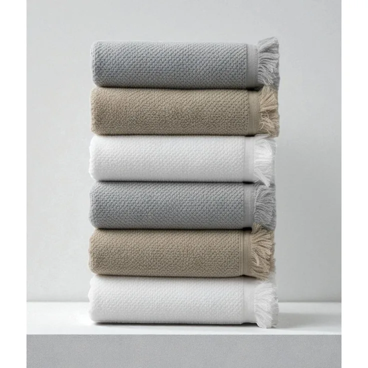 Mijolnir 'Jelena - White, Beige, Grey' Handtuchset (6-teilig), Weiß / Beige, 50 x 90 cm