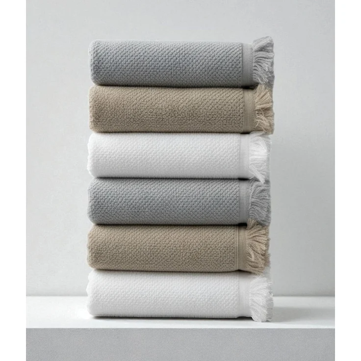 Mijolnir 'Jelena - White, Beige, Grey' Handtuchset (6-teilig), Weiß / Beige, 50 x 90 cm – Bild 1