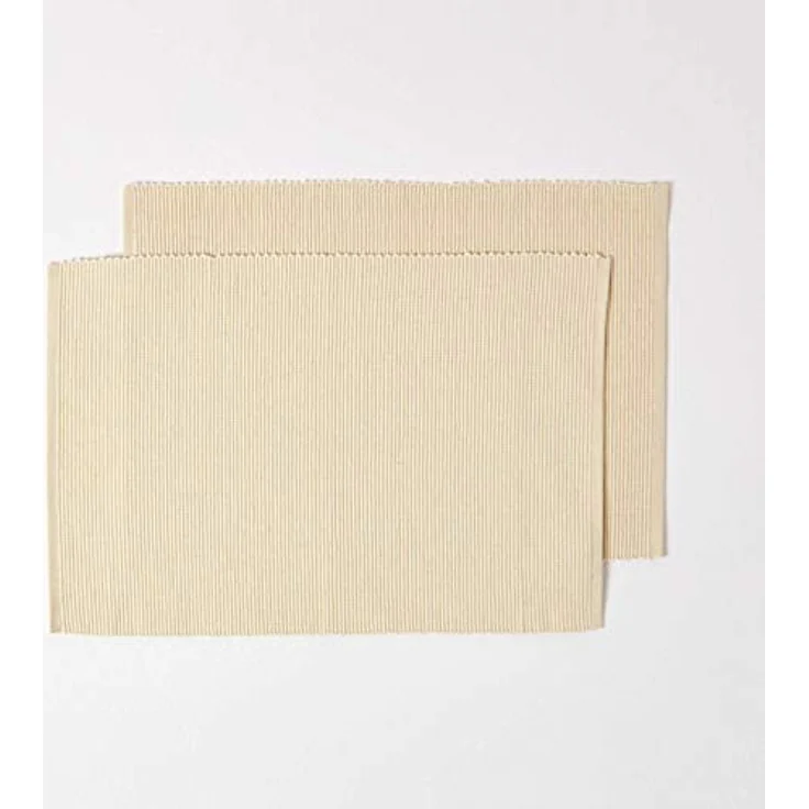 Homescapes Platzset Tischset creme im 2er-Set – 30 x 45 cm, 100% Baumwolle – Bild 2