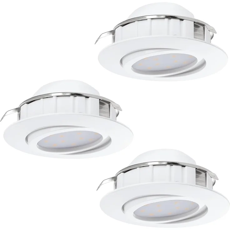Eglo 95857 3er Set Hochvolt LED Einbauleuchte PINEDA Ø 8,4cm dimmbar in weiß 3000K schwenkbar