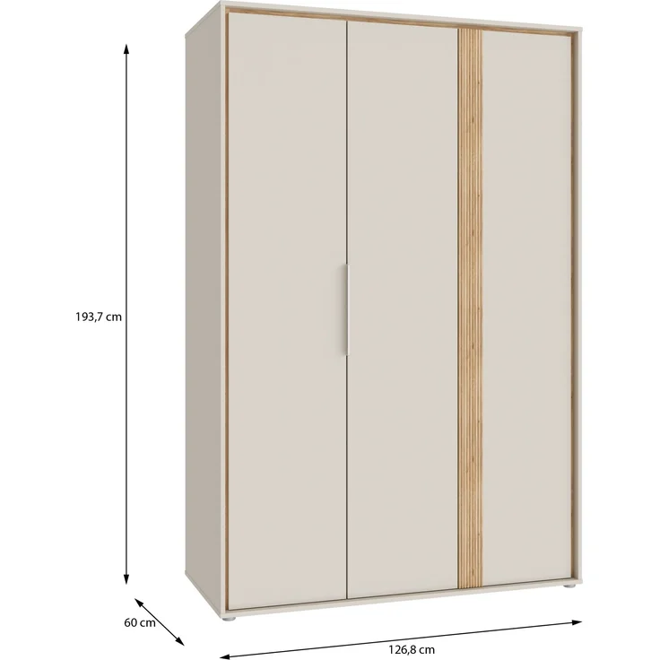 Drehtürenschrank >WEXLIN< 5 Böden, 1 Stange, Sand / Mauvella Eiche - 126,3x193,7x60cm (BxHxT) – Bild 7