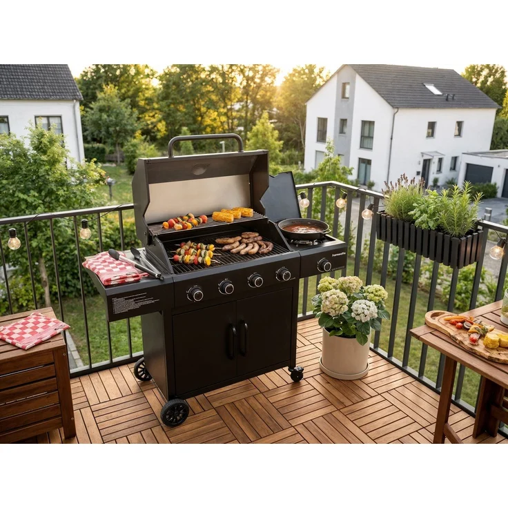 Olivenholz-erleben Tranchierbrett Steakbrett mit Saftrille und Grifflasche Olivenholz 45-49 cm, Massivholz, (Set, 1-St, 1x Steakbrett, plus Überraschung), die Saftrille fängt Flüssigkeit gezielt auf – Bild 2