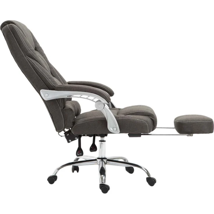 DELUKE® Bürostuhl MIAMI Stoff - 118x68x64, Dunkelgrau Stoff Metall in Chromoptik Gestell ergonomische Bürostühle Homeoffice Stuhl mit Rollen – Bild 2