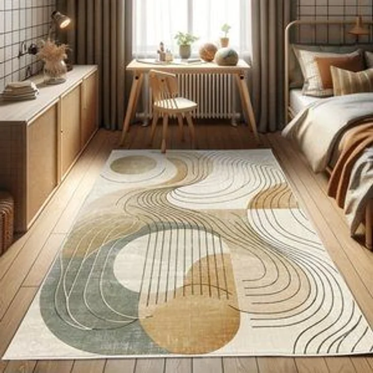 Abakuhaus Teppich Dekorativer Teppich für Wohnzimmer und Schlafzimmer, rechteckig, Modern Boho Abstrakte Geometrie Wirbel – Bild 5
