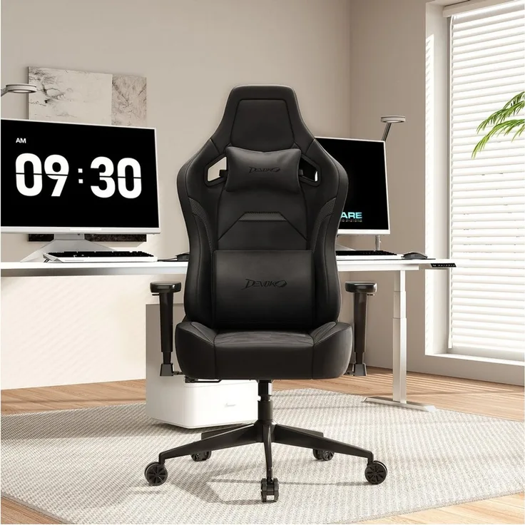 Devoko Gaming-Stuhl Luxuriöser Wildlederimitat,Ergonomisch & Großzügigem Sitz,Bürostuhl, Verstellbare Rückenlehne 90°–135°,3D-verstellbare Armlehnen