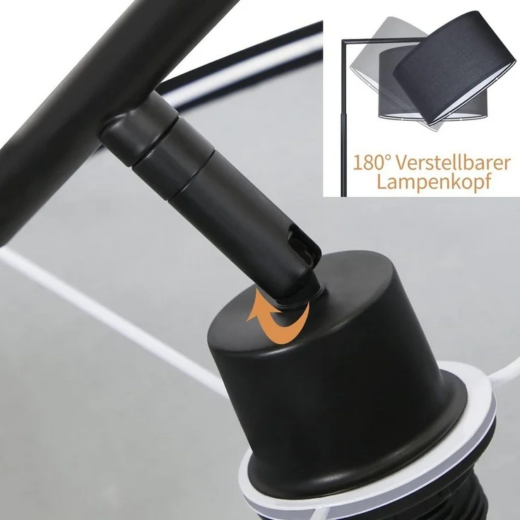 Nettlife Stehlampe Wohnzimmer Vintage Weiß/Schwarz Stoffschirm E27 Bogenlampe Leselampe, mit Fußschalter, LED wechselbar, Schlafzimmer Wohnzimmer Arbeitszimmer – Bild 3