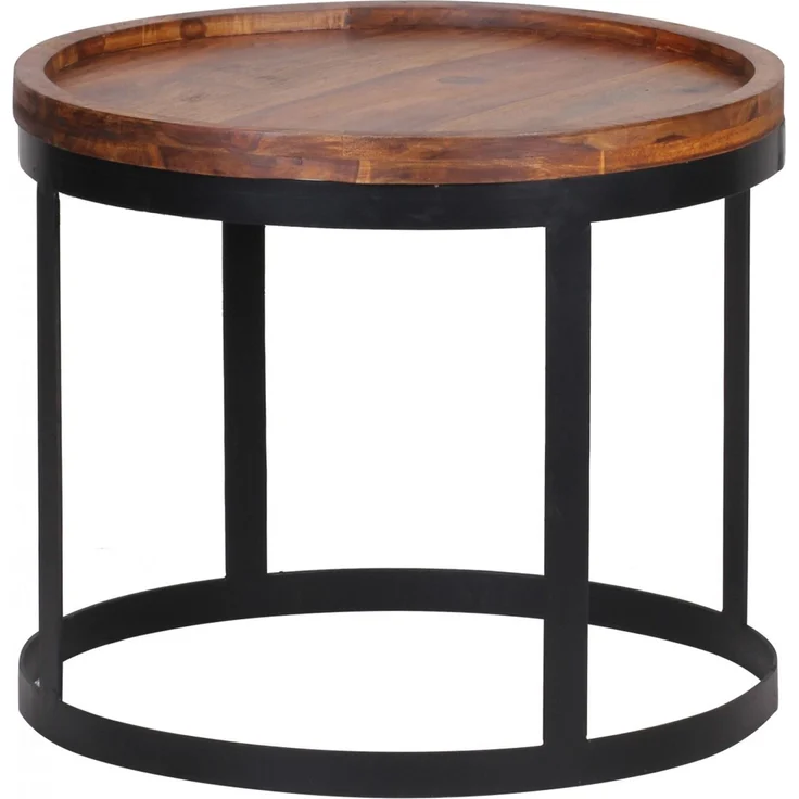Wohnling Satztisch, Beistelltische 2er Set, Sheesham Massivholz/Metallgestell, Landhausstil – Bild 11