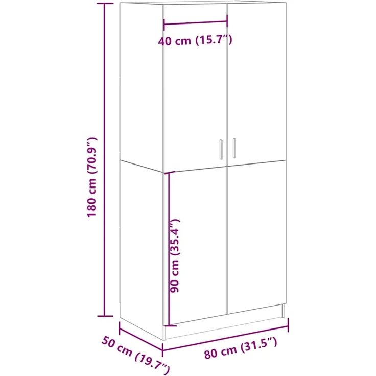 vidaXL Kleiderschrank Artisan-Eiche 80x52x180 cm Holzwerkstoff 855883 – Bild 8