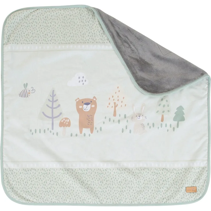 roba Babydecke 'Woodland Buddies' 80 x 80 cm - 2-seitige Decke - Pastellgrün & Silbergrau