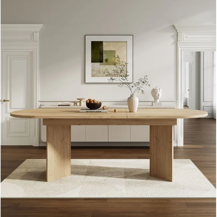 Esstisch ausziehbar 180cm×90cm×75cm in Eiche-Optik – moderner MDF-Esstisch mit abgerundeten Ecken – Bild 3