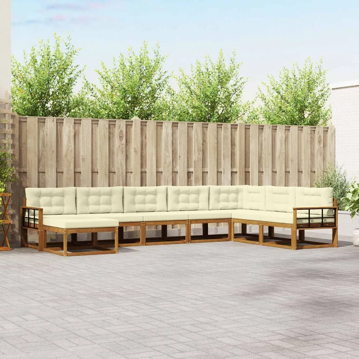 vidaXL Outdoor-Sofagarnitur 8 stk. 8-Sitzer Natur und Creme 3368008 – Bild 1