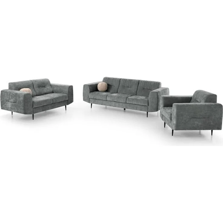 Beautysofa Polstergarnitur im modernen Stil auf hohen Metallbeinen VENEZIA, (Sessel + 2-Sitzer Sofa + 3-Sitzer Sofa im modernes Design), mit Metallbeine, Couchgarnituren aus Velours – Bild 4