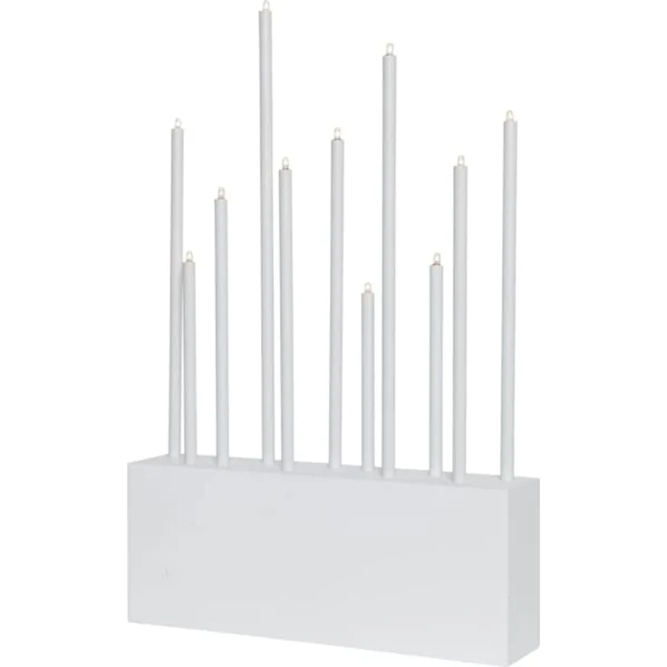 Kerzenleuchter Buzz 11 Lichtquellen Holz Metall weiß H 43cm